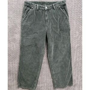 ZARA DNWR Men's Green Corduroy Carpenter Pants Size 34x30‎ Cotton Hammer Loop